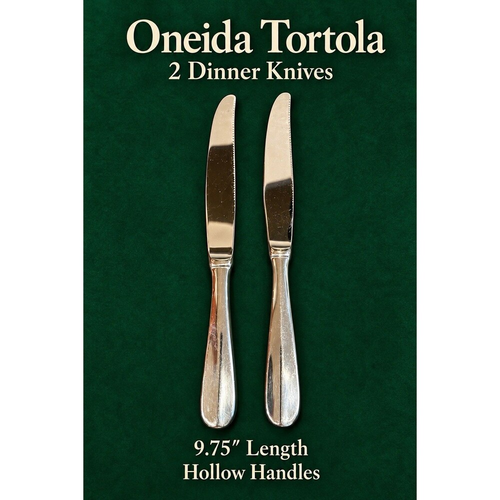 Oneida Tortola Dinner Knives Stainless Steel 9.75 in Hollow Handles Set of 2